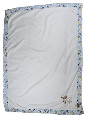 TREND LAB Baby Blanket Sheep w Farm Animals Cows Pigs Blue Trim 38 x 28 Unisex