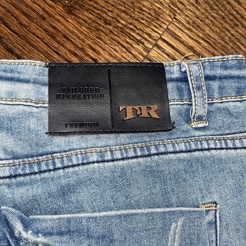 Tailored Recreation Premium Medium Blue Patched Denim Jeans 34 X 30 - Picture 10 of 10