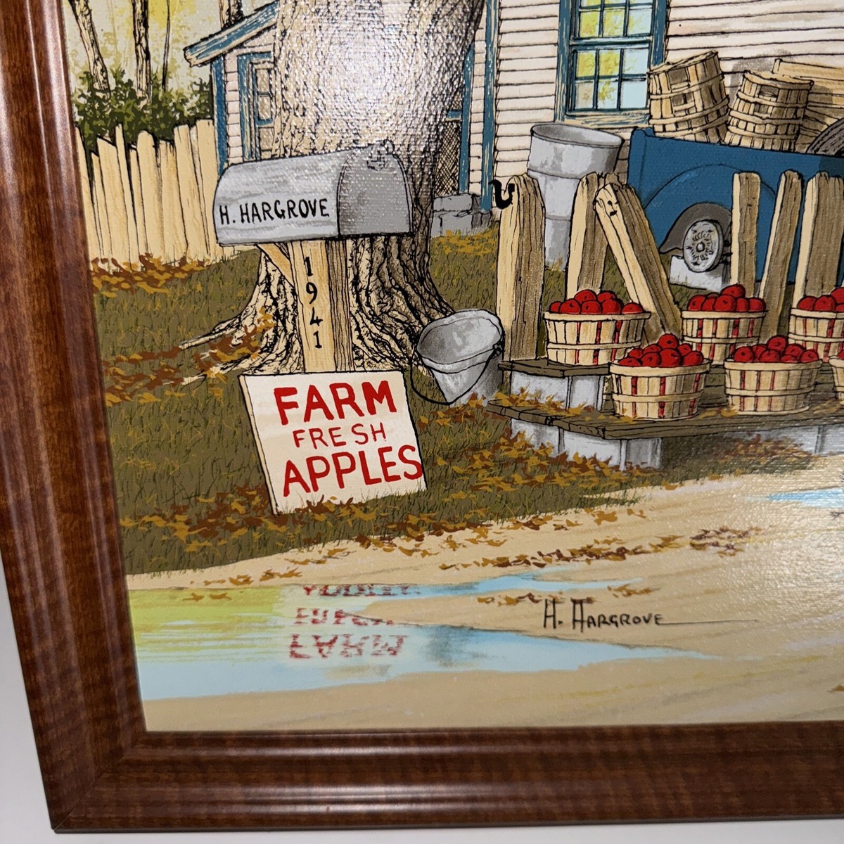 H. Hargrove Painting Farm Fresh Apples Framed Signed Serigraph