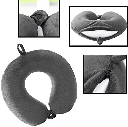 Travel Pillow Memory Foam Neck Pillow Support Pillow,Luxury Compact & Grey