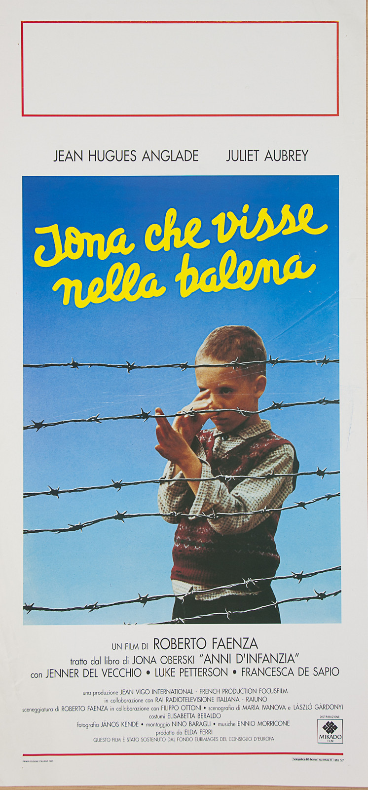 Locandina originale film Jona che visse nella balena (1993) - Regia di Roberto Faenza