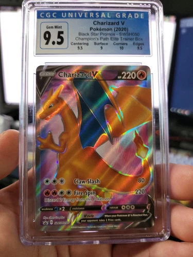 Pokemon Charizard V Champion's Path ETB Full Art Promo SWSH050 CGC 9.5 Gem Mint