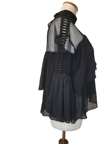 Blusa De Colección INA Negra Transparente Volantes Bruja Gótica Caprichosa Hada Vampiro 8 - Imagen 17 de 22
