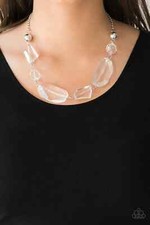 Paparazzi Luminous Luminary White Necklace and Earring Set