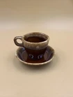 USA Hull Pottery Coffee Cup with Crestone Desert Saucer Brown Drop Vintage