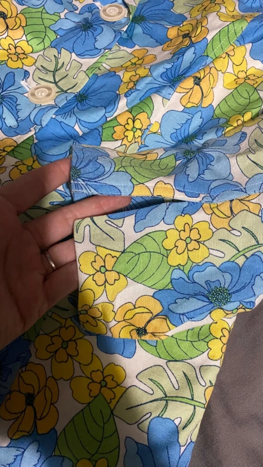 Blazer De Colección 2 Piezas Mezcla de Lino Groovy Años 60 Floral Mod Traje Retro 14 16 Foto 4 de 4