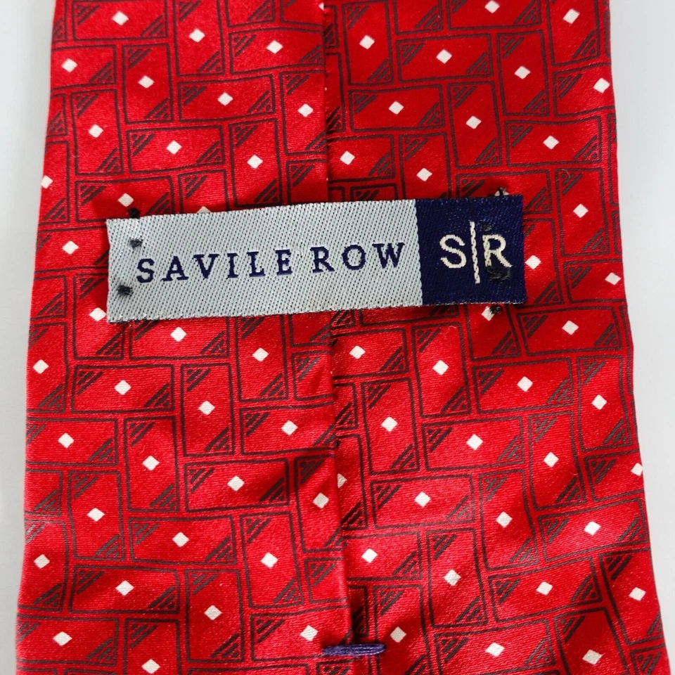 SAVILLE ROW Neck Tie Mens Red White Striped Vivid Bright Suit Casual Wine USA - Image 4 of 4