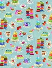 Food Fabric | Pardon My French Tea & Dessert Toss Blue | Dear Stella YARD