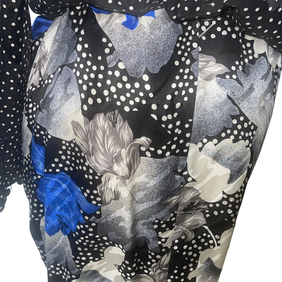 Vestido Saint Romei Mujer Vintage Talla 10 Negro Repujado Floral Midi Lunares Foto 4 de 4