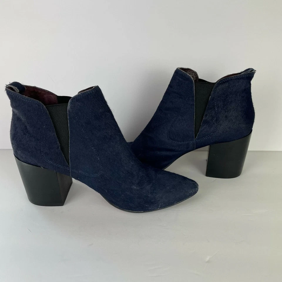 Botas de caída Report Signature para mujer 8 azul pelo de becerro tacón punta puntiaguda Foto 4 de 4
