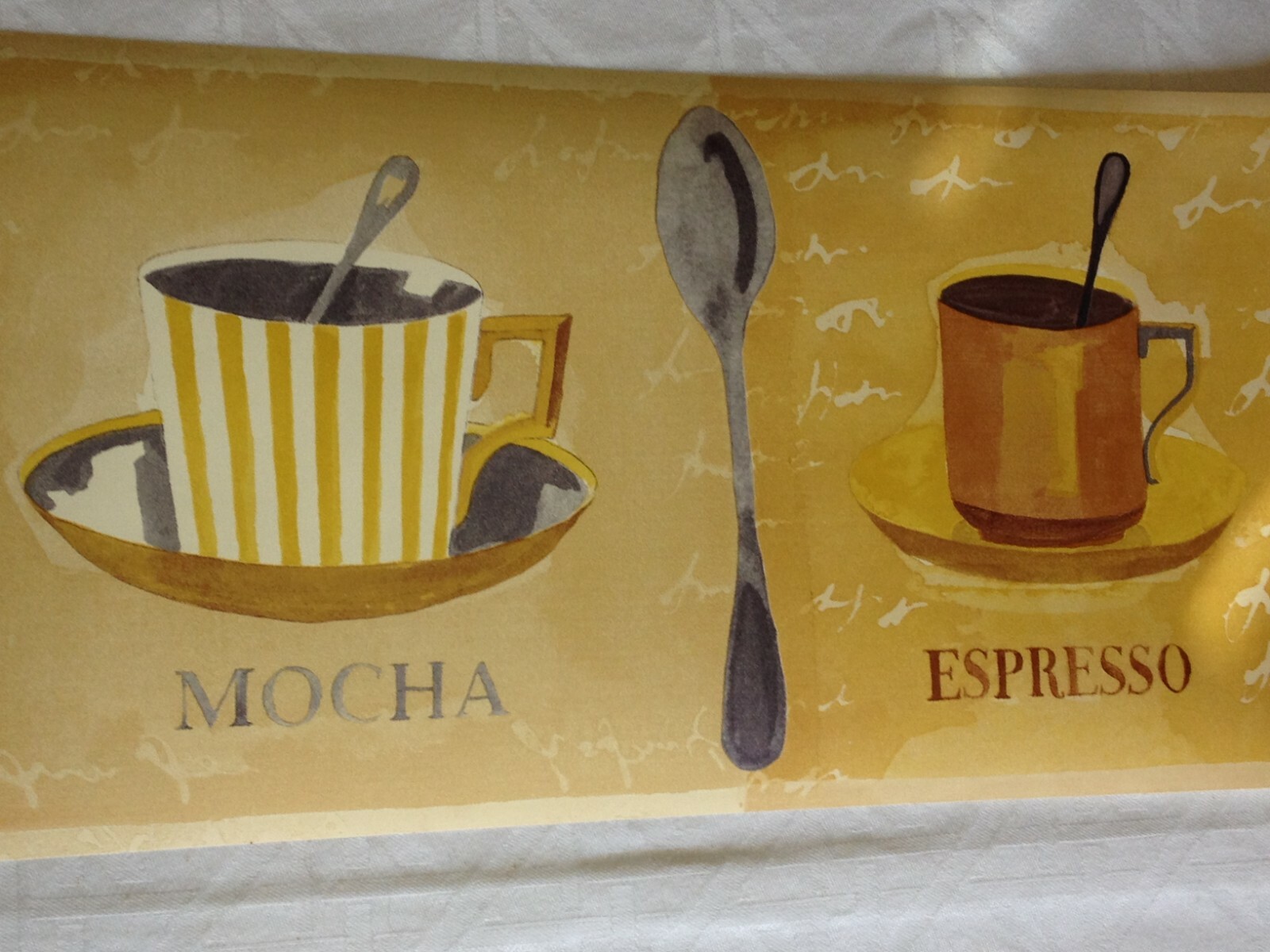 MOCHA ESPRESSO & LATTE COFFEE CUPS PREPASTED KITCHEN WALLPAPER BORDER WL81955B
