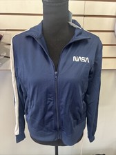 Women's NASA Graphic Zip-Up Sweatshirt - Blue Size Small