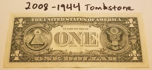 Dual Date 1944 2008 Tombstone One Dollar Bill Fancy Serial Number L D Bank Note - Picture 3 of 5