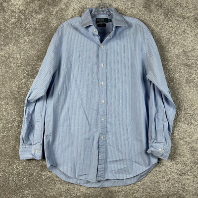 Polo Ralph Lauren Shirt Men's 16.5 32/33 Blue Candy Striped Regent Classic Fit