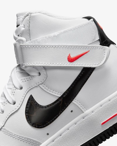 Nike Air Force 1 High Top White Crimson Black FD1019 100 - SIZE 6Y / 7.5 WOMENS - Picture 5 of 10