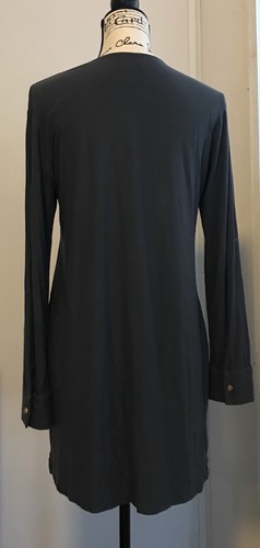 FEM by T Bags Maternity Shirt Tunic Top Gray Gold Buttons Long Sleeve Medium - Picture 3 of 4
