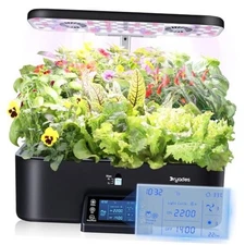 17-Pods Hydroponic Growing System with Dual Fans 24W Full-Spectrum Grow Black
