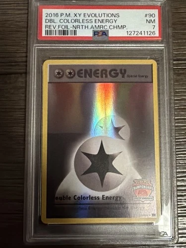2016 Pokemon XY #90 Double Colorless Energy Rev Foil North America Champ PSA 7