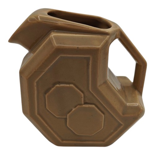 Vtg Alamo Pottery #757 Cream Beige Geometric Octagon Design Pitcher Heirloom - Picture 8 of 13