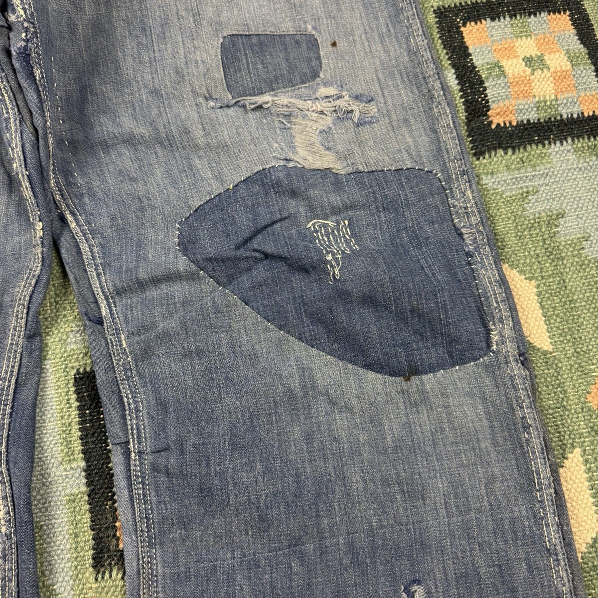 Vintage 50s Hercules Carpenter Farm Distressed Denim Pants