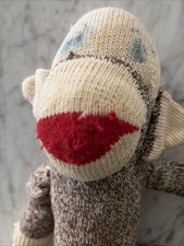 Vintage 50s 60s Original Antique Hand Made Sock Monkey Craft Plush Toy