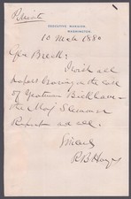RUTHERFORD B. HAYES - AUTOGRAPH LETTER SIGNED 03/10/1880
