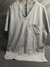 Dickies Stretch Scrubs Size XL Grey V Neck Unisex Scrub Top Shirt 5 Pockets