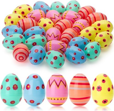3 Inch Jumbo Plastic Easter Eggs 30 Pack - Premium Colorful Fillable Empty Ea...