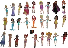 DISNEY Princess Mini Doll Lot of 27 Figures Elsa Anna Ariel Moana + Polly Pocket