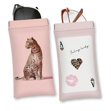 Squeeze Top Glasses Case Pack of 2, PU Leather Soft Sunglass Mc34