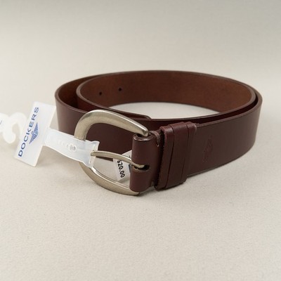 Dockers Brown Leather Belt Womens Sz L Nickel Buckle New Y2K