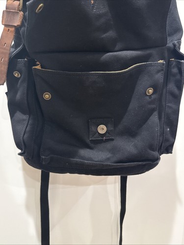Kattee Mens Leather Canvas Backpack Large School Bag Travel Rucksack Black - Picture 13 of 21
