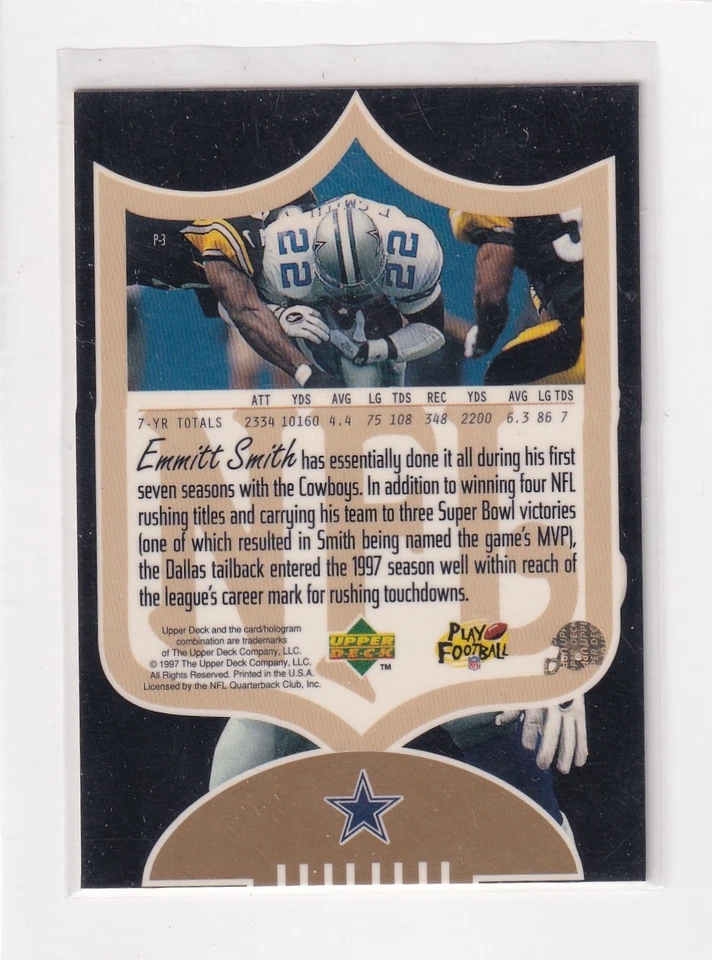 1997 SP Authentic ProFiles # P-3 Emmitt Smith Nice Card - Image 2 of 2