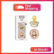 BIBS Pacifiers Colour Collection | Natural Rubber Baby Pacifier | Set of 2 BPA-F