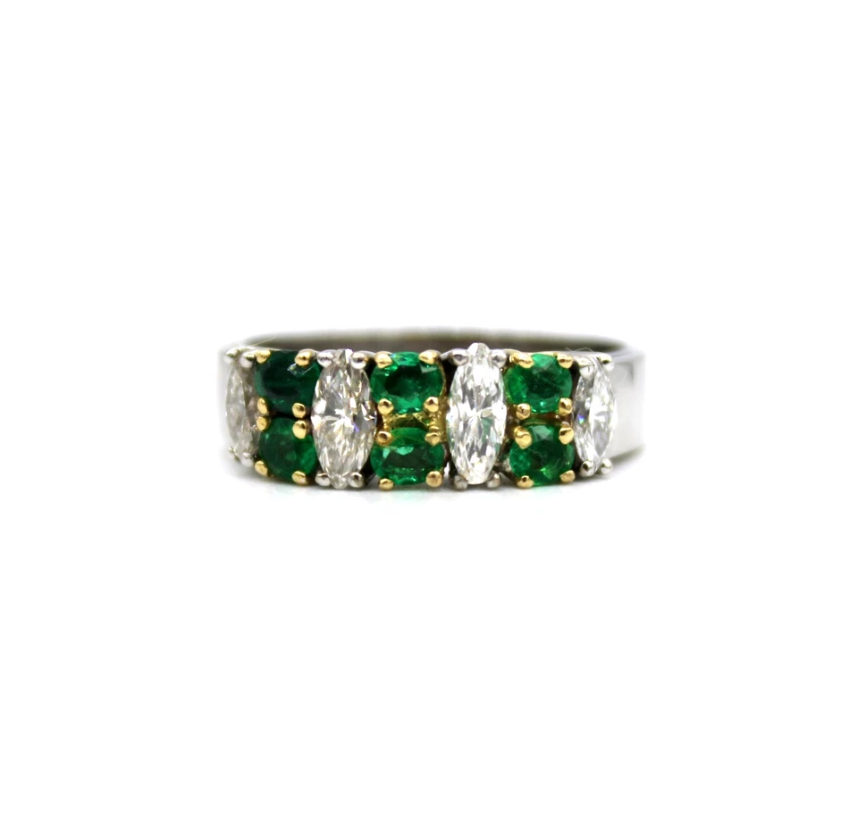 750 Bicolor Gold Ring Smaragd 0,41 ct. Diamant 0,65 ct. E / IF Damenring RW 53 - Bild 2 von 4
