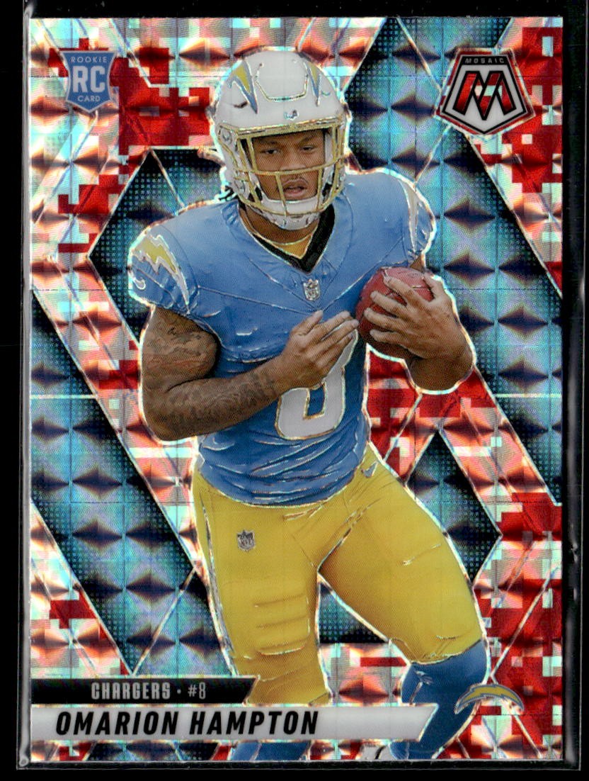 2025 Panini Mosaic #335 Omarion Hampton Mosaic Camo Red