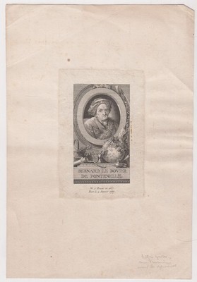 Kupferstich: Bernard le Bovier de Fontenelle, Frankreich, Graik, Portrait