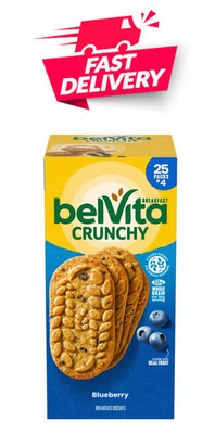 belVita Blueberry Breakfast Biscuits, 4 biscuits per pack, 25 pack. Free Ship