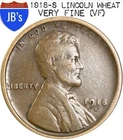 1918-S Lincoln Wheat Cent Penny 1c - VERY FINE (VF)