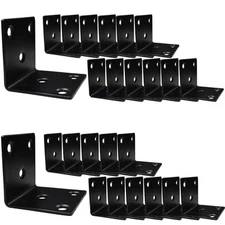 25Pack 1.5'' L Right Angle Brackets with Slot, 2 MM Thickness Black Stainless...