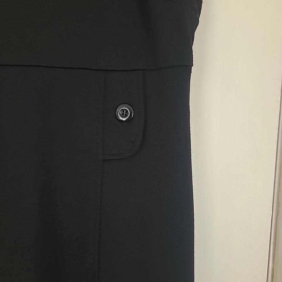 Review Fitted Pinafore Black Size 12 Bodice Lined Side Zip Viscose/Poly Office - image 4 of 4