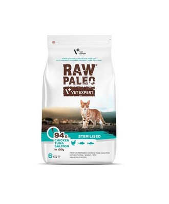 VETEXPERT Raw Paleo Sterilised Chicken&Tuna&Salmon für kastrierte Katzen 6 kg