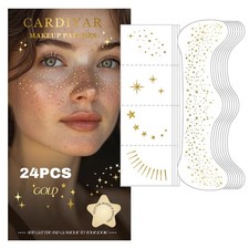 24 Gold Glitter Freckles Face Tattoo Waterproof Temporary Sparkle Makeup Patches