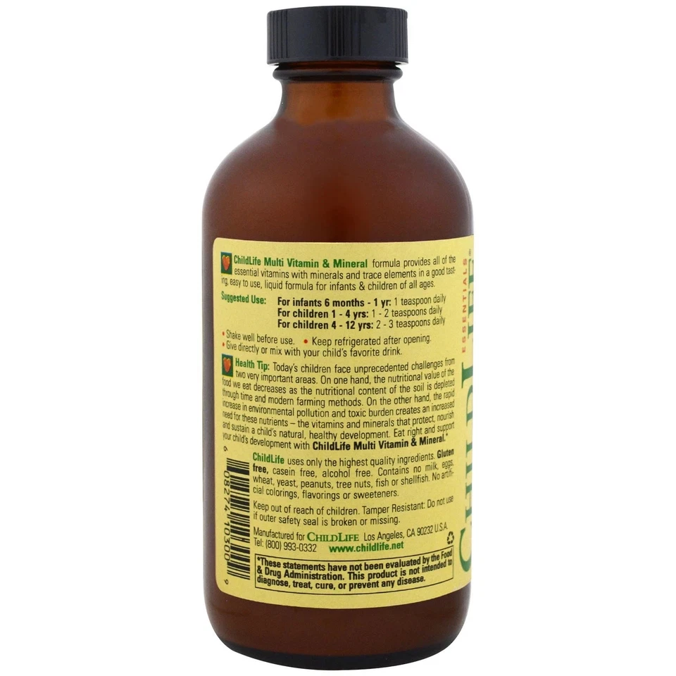 ChildLife Multi Vitaminas y Minerales - Mango Naranja 8 fl.oz (Pack de 3) Foto 4 de 4