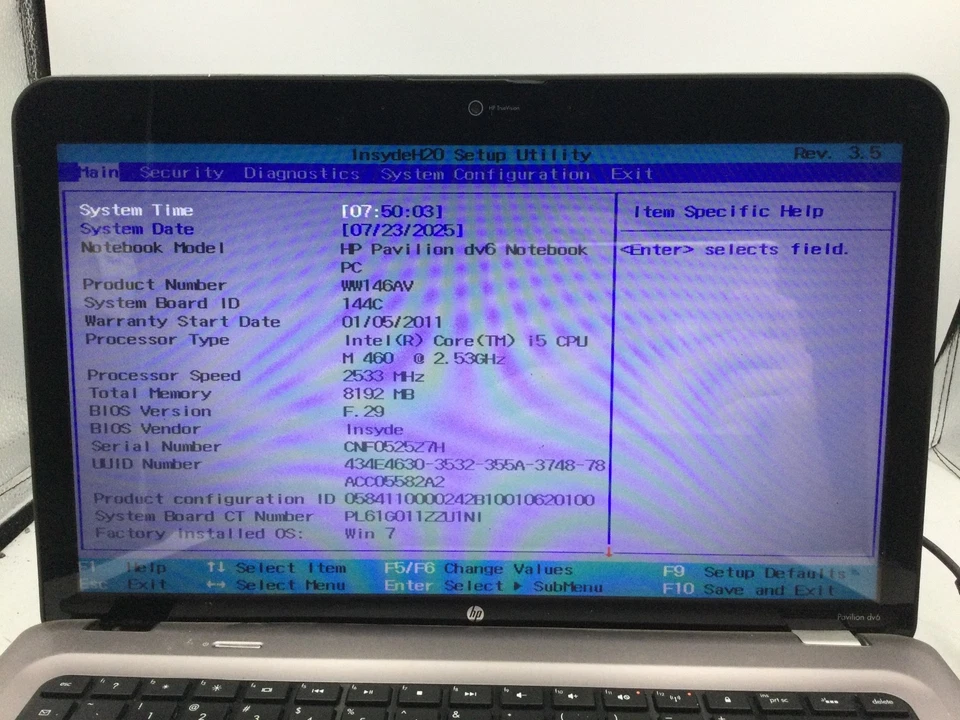 HP PAVILION DV6 - BOOTS TO BIOS - INTEL CORE I5 - 8GB RAM - 16" -READ DESCRIP-BB - Image 2 of 4
