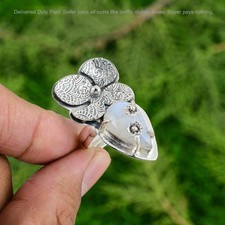 Pear Rainbow Moonstone Gemstone Flower Mother Ring Jewelry 925 Sterling Silver