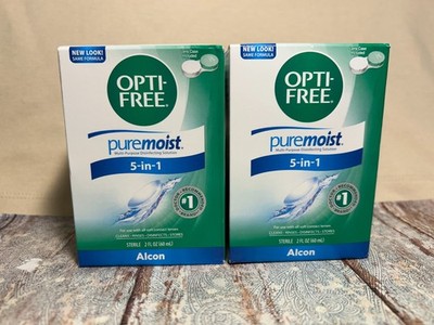 2x Alcon Opti-Free Pure moist 5-in-1 Disinfecting Solution 2 oz. Exp. 05/2027