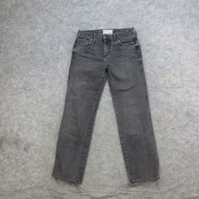 Free People Women's Jeans W25S Washed Black High Rise Raw Hem Stretch