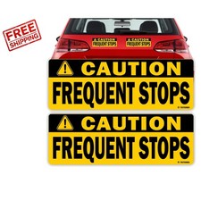 Durable Reflective Warning Signs for Vehicles - Frequent Stops Alert 10"x3.5"