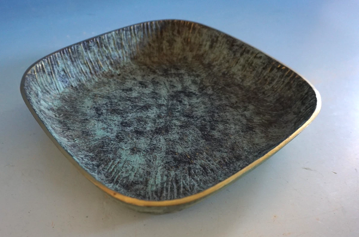 Vintage Bronze Schale Bowl 50er grün patiniert wohl Austria 1350 g (F026-261)